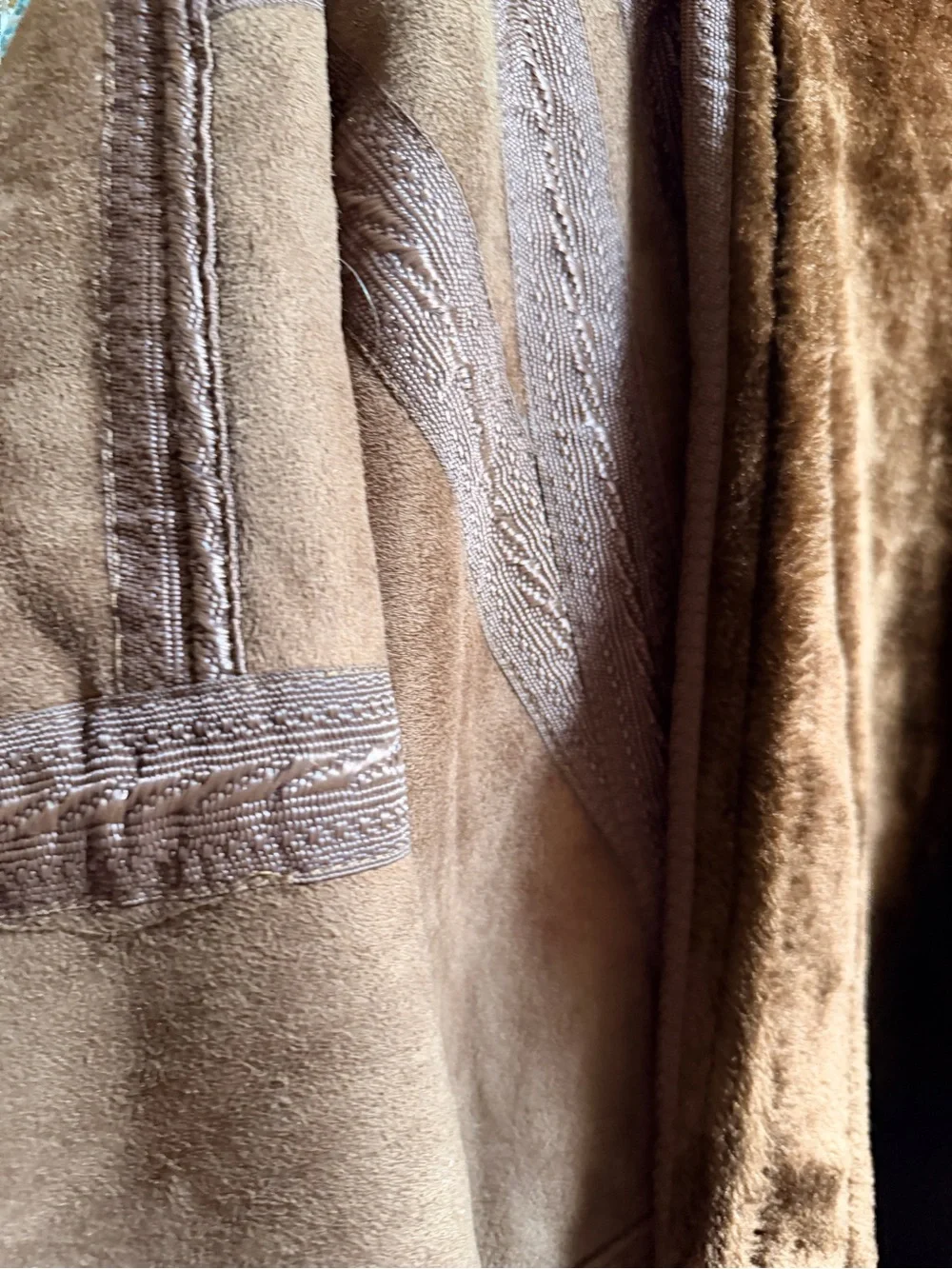 Middle east winter coat Brown Faux-Suede Long Coat with Plush Lining from DUBAI